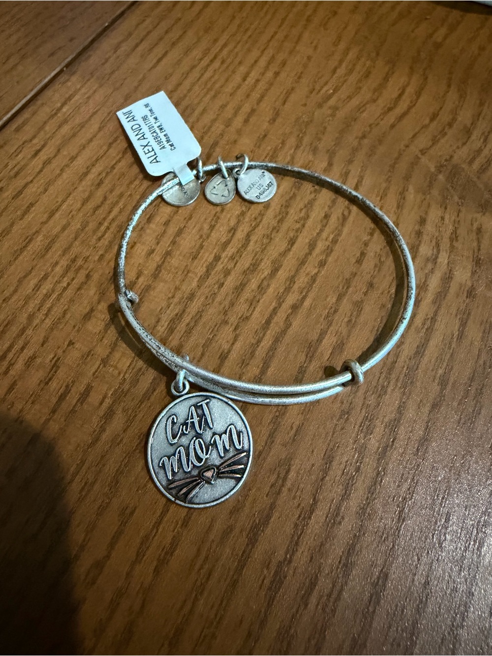 Alex and Ani Silver Cat Mom Charm Expandable Bangle
